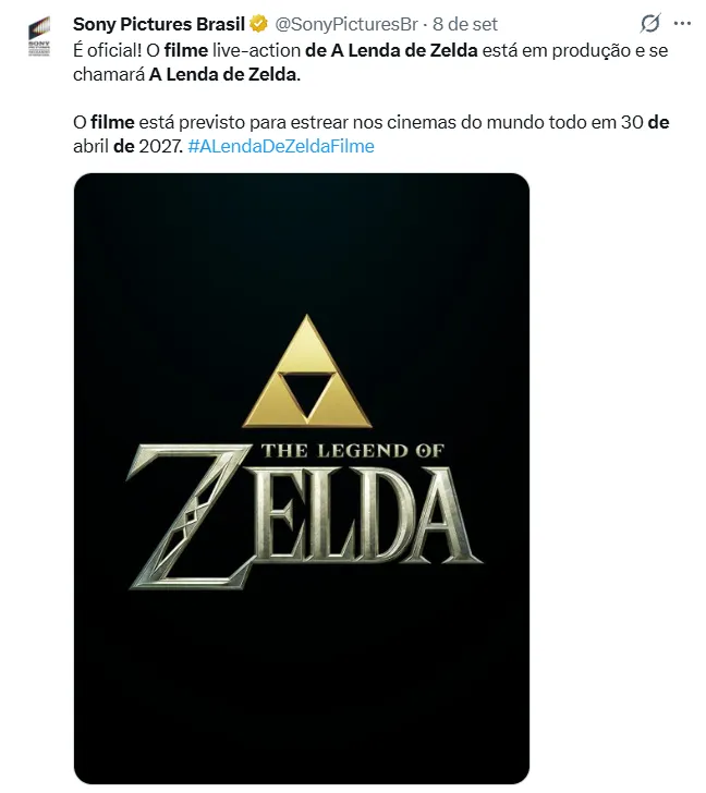 Tweet Sony Brasil Zelda